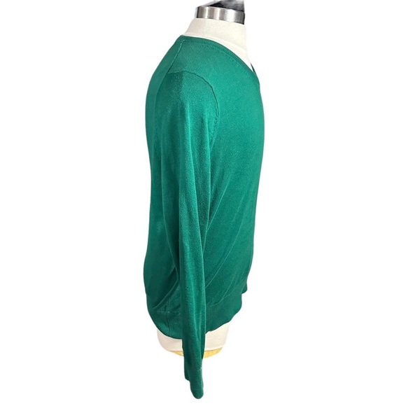 Tommy Hilfiger 100% Pima Cotton Green V-Neck Pullover Sweater Sz XL Flag Logo - Picture 5 of 13